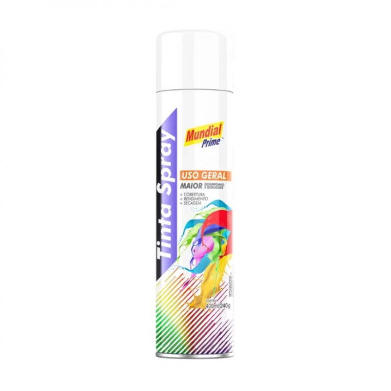 TINTA SPRAY BRANCO BRILHANTE 400ML MUNDIAL PRIME