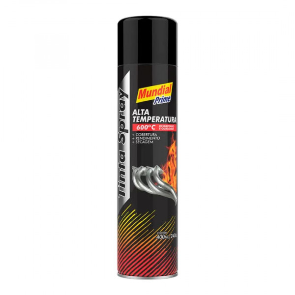 TINTA SPRAY PRETO FOSCO ALTA TEMPERATURA 400ML MUNDIAL PRIME