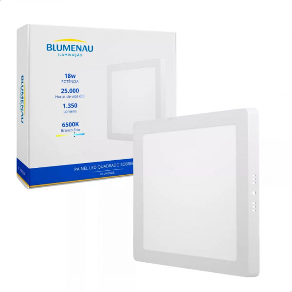 PAINEL SOBREPOR QUAD 21CM ALUMINIO 18W LED 6500K  BLUMENAU