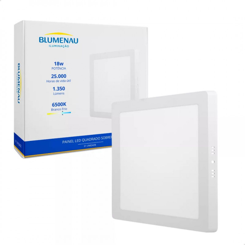 PAINEL SOBREPOR QUAD 21CM ALUMINIO 18W LED 6500K  BLUMENAU